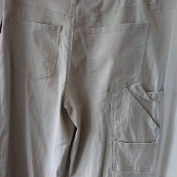 brand new high waist, wide leg khaki cotton pants DESC: khaki colour, - Picture 2 of 3